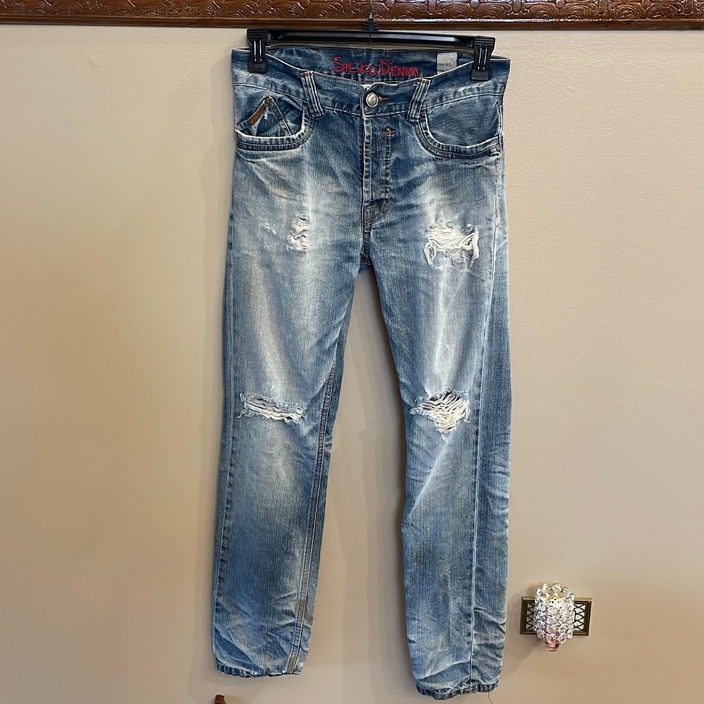 Sicko Denim SPECIAL SELECTION Vintage men’s distressed ripped jeans euro 40 / 31 - Picture 2 of 16